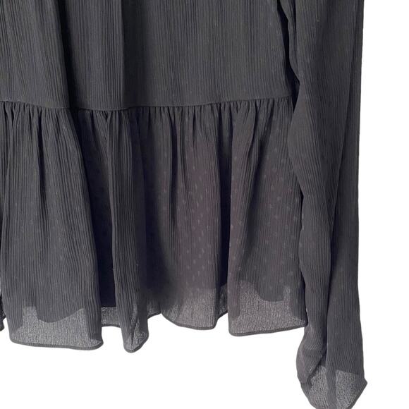 Vince Silk Dot Black Jacquard Ruched Panel Button Down Blouse size medium - Picture 9 of 10